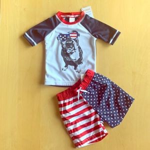 Gymboree 2-piece Rash Guard & Swim Trunk Set- NEW
